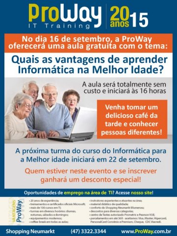 ProWay proverá Aula Gratuita: Quais as vantagens de aprender Informática na Melhor Idade?