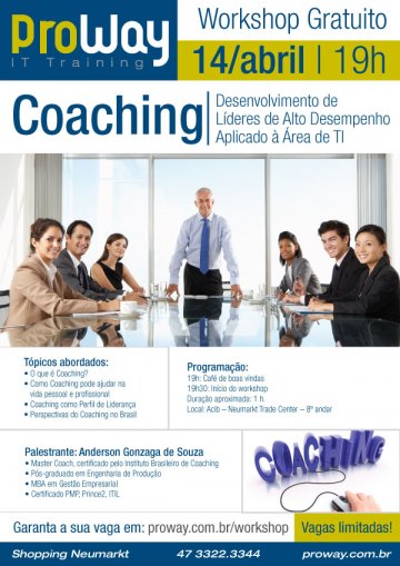 ProWay promove Workshop Gratuito Líderes de Alto Desempenho (COACHING) - Aplicado a TI