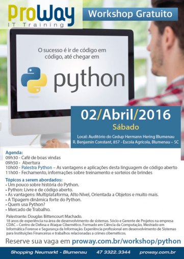 ProWay promoverá Workshop Gratuito de Python