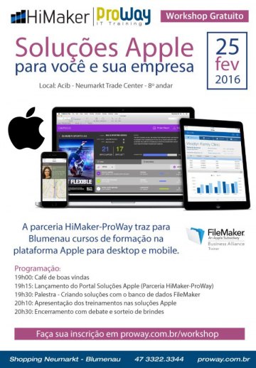 ProWay e Himaker promovem Workshop Gratuito Soluções Apple para você e sua empresa