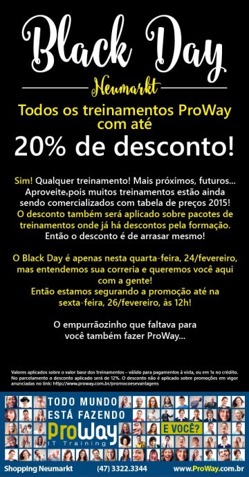 Black Day Neumarkt – todos os treinamentos com até 20% de desconto!